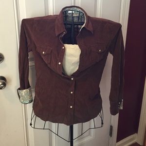 Motherhood Maternity nursing shirt Size Med Brown Corduroy